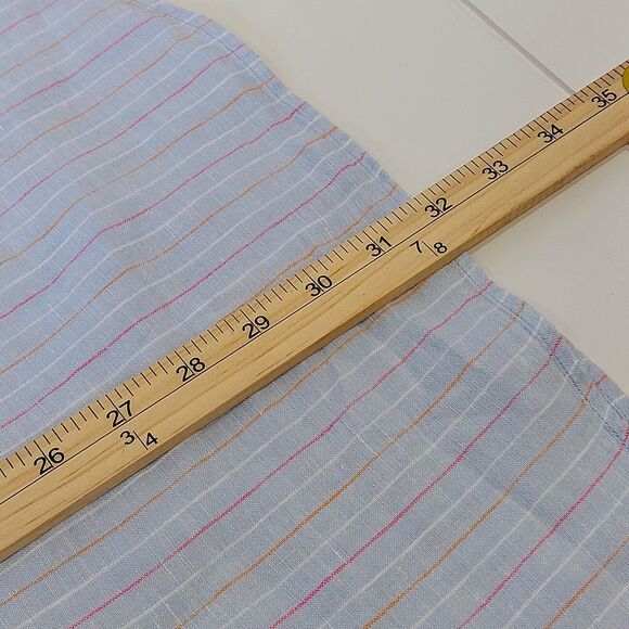 Brooks Brothers 346 Men's Large 100% Linen Striped Button Down Shirt Blue Beachy - Picture 9 of 9